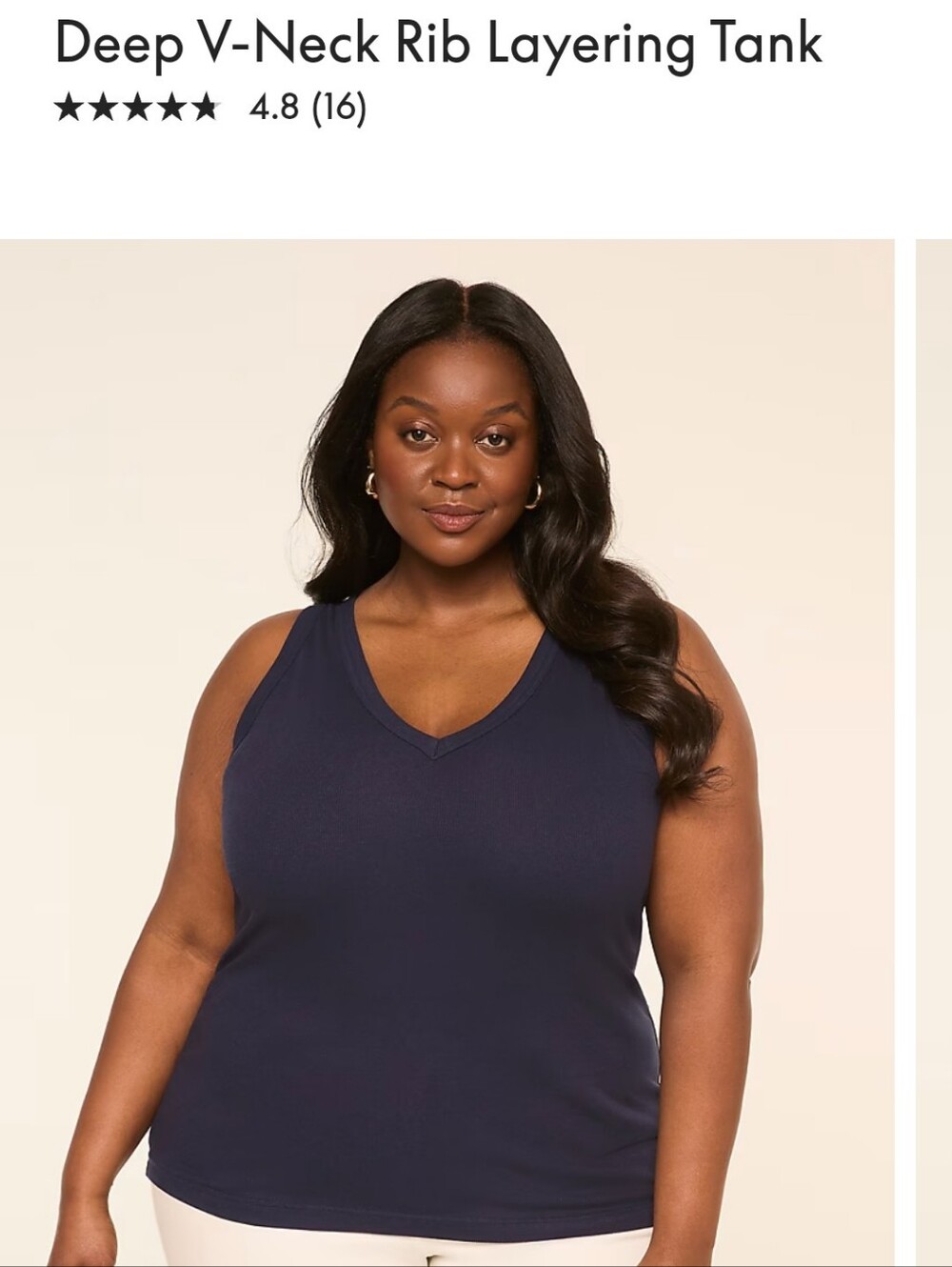 Lane Bryant Deep V-Neck Rib Layering Tank Navy Blue 26/28 4x
